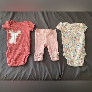 Carters 2 Onesies and Matching Pants